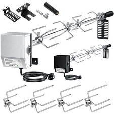 KESSER® BBQ Grillspieß Set Drehspieß 4X Fleischnadel 107cm Edelstahl Motor Grill