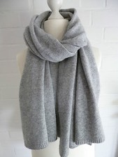 XXL Schal Tuch Poncho Stola mit Kaschmir silbergrau hellgrau Italy Made 2010