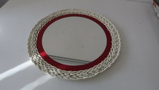  Runder Spiegel  - Wandspiegel -  Rahmen Korbgeflecht -  weiß -  Ø 50 cm,