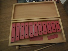 Xylophon Glockenspiel Metall hochwertig Holzkasten m.Schlegel lefima Metallofon