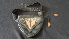 Gürteltasche Sidebag Mittelalter Leder schwarz Handrbeit Einzelstück