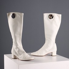 Vintage Valentino Stiefel Weiß Leder N. 38 Italien der 60er Jahre Originell