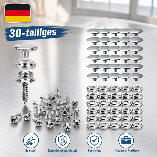 Edelstahl 30er set - edelstahl, druckknopf