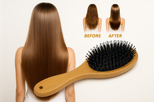 Haarbürste aus echten Wildschweinborsten, Bambusholz, Naturborsten