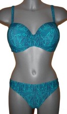 BÜGEL-BIKINI blau-türkis BALCONETTE Gr.38 40 42 44 46 48 CUP E NEU