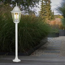 Laterne Außenstehlampe Gartenleuchte LED Wegelampe weiß Alu Standleuchte H 120cm