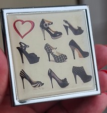 High Heels Schuhliebhaber Make-up Handtasche kompakt verspiegelt