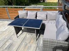 SVITA MADISON Rattan-Lounge Ecksofa Rattan-Lounge Gartenmöbel-Set Schwarz