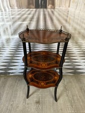 ANTIKE ETAGERE BEISTELLTISCH UM 1880 NAPOLEON III INTARSIEN MESSING BESCHLAG