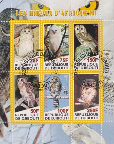 Eulen djibouti gestempelt - eulen,