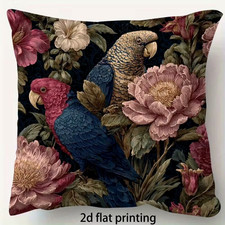 Kissen Bezug 45 cm floral Vogel Papagei Geschenk Weihnachten Nikolaus Natur