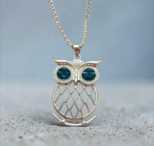 Kette lang strass eule - kette, blaue
