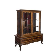 Vitrinenschrank Barock Stil Bücherschrank 2-türig aus Nussbaum B: 122 cm -11662-