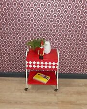 60er 70er Jahre Nähkasten Aufbewahrung Box auf Rollen rot/weiß retro vintage 70s