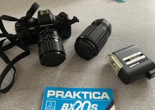 Praktica Spiegelreflexkamera Set BX20s mit 2 Objektiven, Blitz, top Zustand