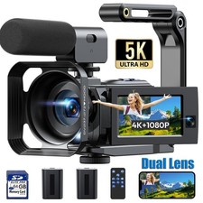 5K Camcorder Videokamera Dual Cam(4K+1080P) WiFi IR Nachtsicht Vlogging Kamera~