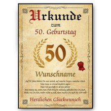 Urkunde zum 50. Geburtstag personalisiertes Geschenk Jahrgang 1975 Geburtstagsur