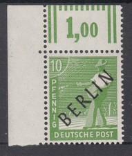 10 Pf Schwarzaufdruck Mi 4 ** Ecke 1 tiefst gepr. Lippschütz BPP Luxus!