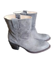 ❤SENDRA Damen Hand gefertige Stiefeletten Cowboy,Western Boots Leder,Grau,Gr. 39