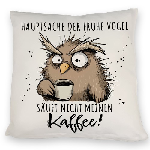 Eule kissen mit spruch - kissen,