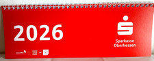 TISCHKALENDER 2026, Querformat-Spiralbindung,Gr. 28x10cm,rot-weiß, Sparkasse,NEU