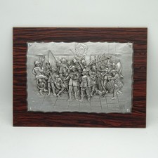 "Nachtwache" Rembrandt Reliefbild,  Zinn , funierte Holzplatte, 19x14,3cm Müller