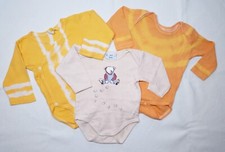 3x Langarm Body 62  68 gebatikt orange hellbraun