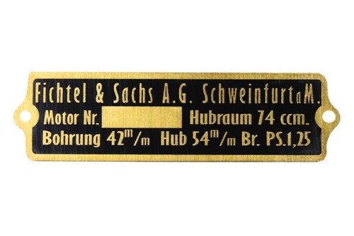 Typenschild für fichtel - typenschild,