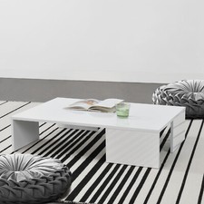 Couchtisch Tierp 90x60x20 cm Weiß Hochglanz en.casa