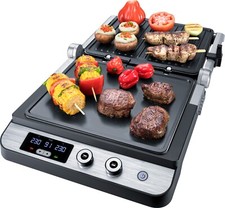 Steba FG 120 Kontaktgrill, Flachplatte + 1 Grillplatte, Timer, Edelstahl