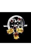 925 Sterling Silber Ring Oval Citrin 6x4mm Mosambik Granat Edelstein Schmuck