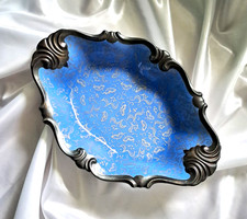 Porzellan Anbietschale Vintage Schale anscheinend Silber Overlay Obstschale