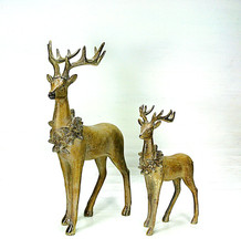 Hirsch Holzoptik mit Gold in zwei Varianten Deko Weihnachten NEU!