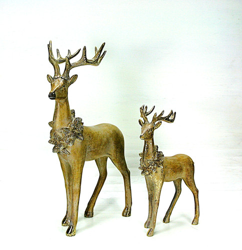 Hirsch holzoptik mit gold - holzoptik, in