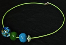 Goa Modul Perlen Kette Muranoglas HANDARBEIT Halsband Collier Charm Bead Element