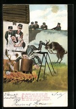 AK Ziegenbock stösst schweizer Soldaten in den Suppenkessel und die Kameraden l 