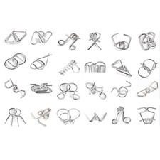 Metalldraht Puzzle,24 Stück Denksportaufgaben Metallpuzzle Entwirrung Puzzles Se