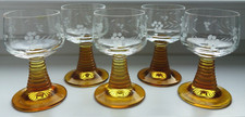 5 traumhafte Weingläser Römer Fuß honiggelb Traubenschliff 0,1 l TOP