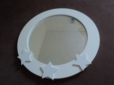 Spiegel Rund Holz weiß mit Sternen 27 cm Wandspiegel Wanddeko Deko