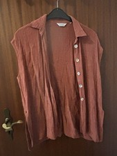 Einhorn Damen 42 Bluse Hemd Ärmellos Rot vermutlich Leinen Sommer Urlaub Reise