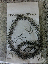 Tattoo 3er Set Choker-Kette Halsband, Armband. Ring