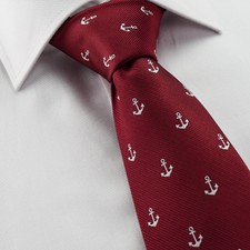 Herren Weiß Anker Bootfahren Krawatte Weinrot Merlot Rot Black Marineblau Sailor