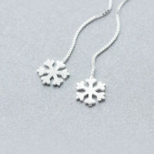 Damen Durchzieher Schneeflocke Silber 925 Ohrringe Ohrhänger