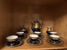 Ilmenau Graf v. Henneberg Carmen Porzellan Echt Kobalt Mokka Service 6 Pers. DDR