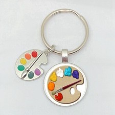 Maler Mischpalette Pinsel Schlüsselanhänger Farbe Silber Bunt