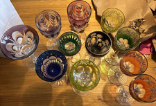 9x Kristall Weingläser bunt