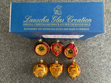 Lauscha Glas Creation 6 Stück Christbaum Weihnachtsbaum Schmuck Kugeln Handarbei