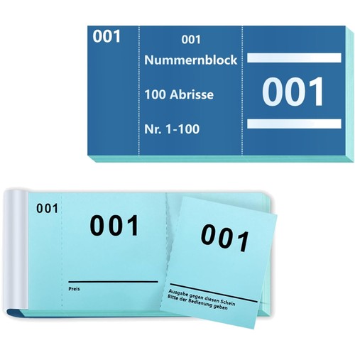 Nummernblock 100 blau karten - 1-100,