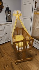Stubenwagen/Babywiege incl. Wiegenset Himmel/Nestchen und Kaltschaummatratze 