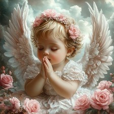 Wandbild Engel Rosen Vintage